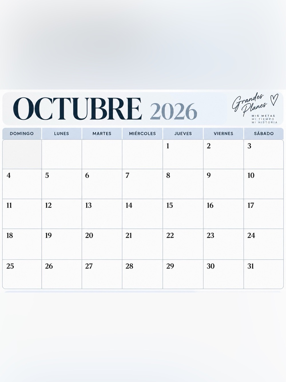 Classic Wall Calendar - Blue and White Monthly Planner